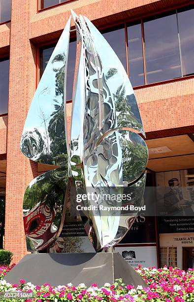 Joseph C. Bailey's "Gift Of The Winds" sculpture sits outside Wells Fargo Bank in Philadelphia, Pennsylvania on August 27, 2016.