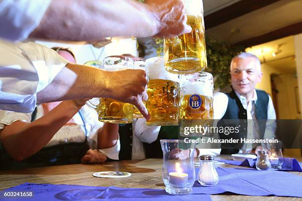 The heads of the six Munich breweries as well as the owners of the Oktoberfest tents gather for the annual beer tasting prior to the 2016 Oktoberfest...