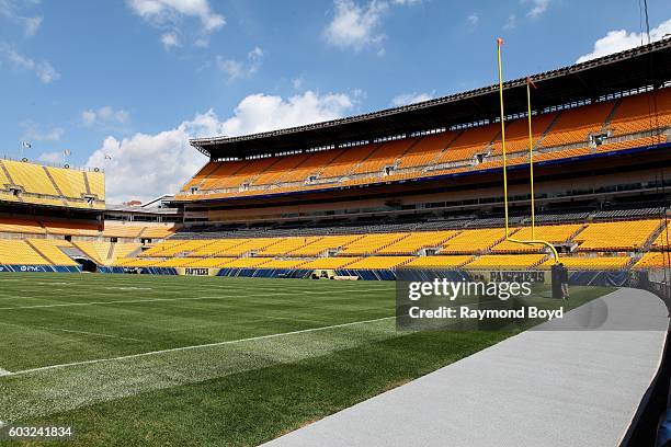 Pittsburgh Steelers playing field inside Heinz Field, home of the Pittsburgh Steelers and Pittsburgh Panthers football teams in Pittsburgh,...