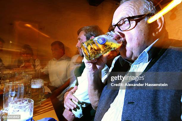 The heads of the six Munich breweries as well as the owners of the Oktoberfest tents gather for the annual beer tasting prior to the 2016 Oktoberfest...