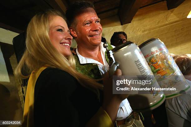 The heads of the six Munich breweries along with the Muenchner Kindl Oktoberfest female patron Victoria Ostler gather for the annual beer tasting...