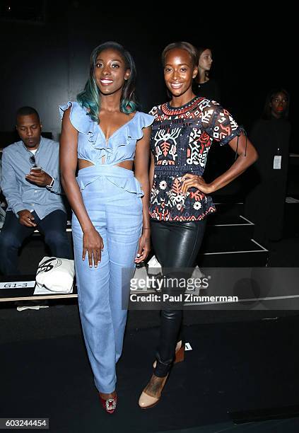 Olympians Nia Ali and Brianna Rollins attend the Andy Hilfiger fashion show during New York Fashion Week September 2016 at The Dock, Skylight at...