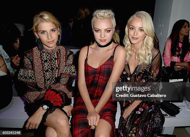 Carolyn Daur, Kaya Stewart, and Kaitlynn Carter attend the Libertine fashion show at New York Fashion Week: The Shows September 2016 at The Gallery,...