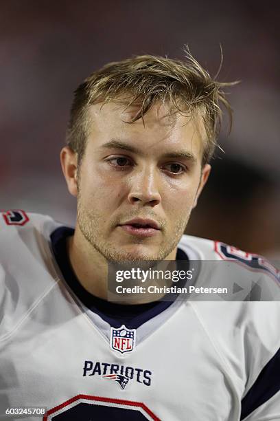 Punter Ryan Allen of the New England Patriots on the sidelines during the NFL game against the Arizona Cardinals at the University of Phoenix Stadium...