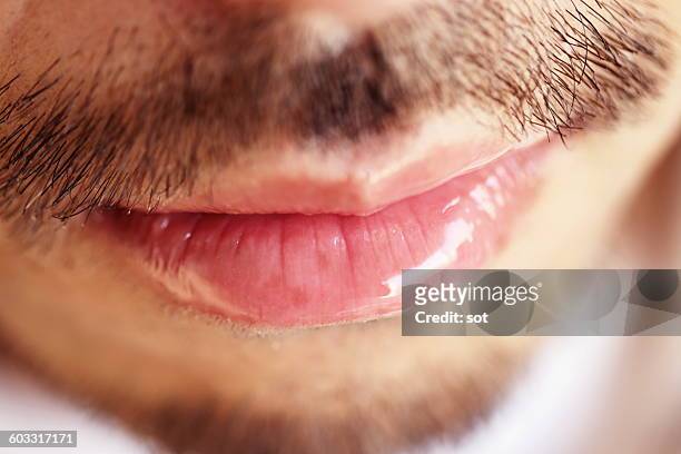 young man lips with beard,close up - human mouth stock pictures, royalty-free photos & images