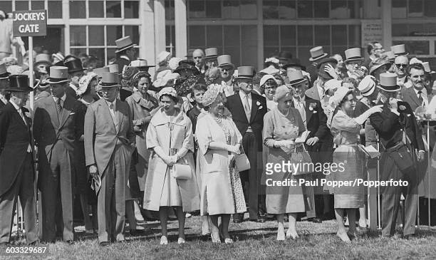 Members of the British Royal Family attend the Epsom Derby; Sir Humphrey de Trafford, 4th Baronet, Prince Philip, Princess Alexandra of Kent, Prince...