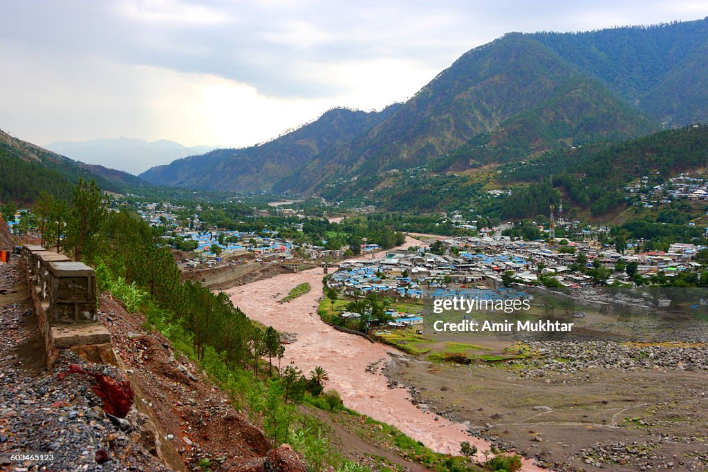 Balakot City And River Kunhar After Earthquake