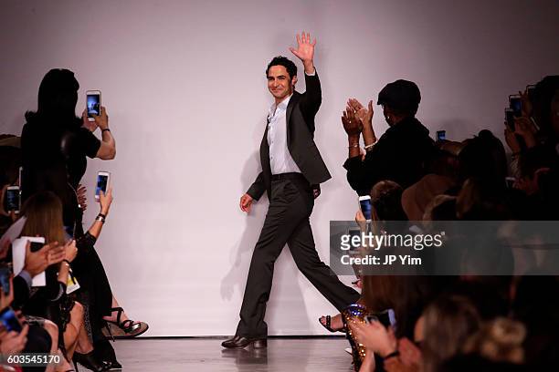 Fashion designer Zac Posen on the runway at the Zac Posen fashion show during New York Fashion Week September 2016 at Spring Studios on September 12,...