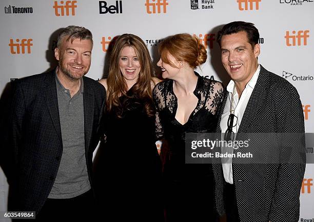 Writer/creator Charlie Brooker, executive producer Annabel Jones, actress Bryce Dallas Howard and director Joseph Wright attend the "Black Mirror"...