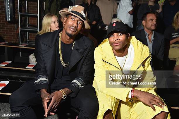 Professional Basketball Players Iman Shumpert and Russell Westbrook attend the DKNY Women fashion show during New York Fashion Week: The Shows...