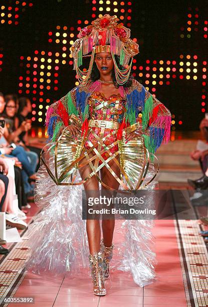 Jessica White walks the runway for Laurel DeWitt at Church of the Holy Apostles on September 12, 2016 in New York City.