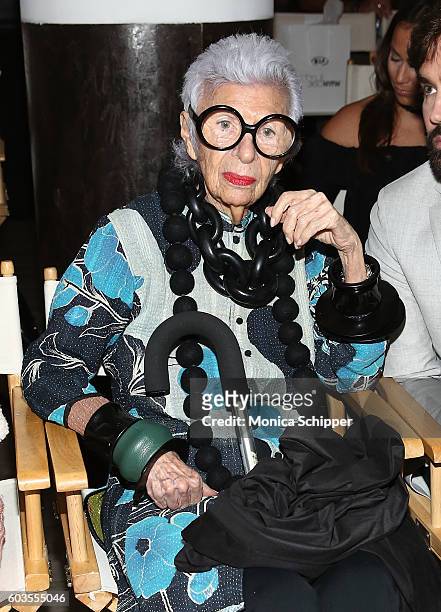 Iris Apfel attends the Serena Williams Signature Statement Collection By HSN during Style360 Fashion Week at Metropolitan West on September 12, 2016...