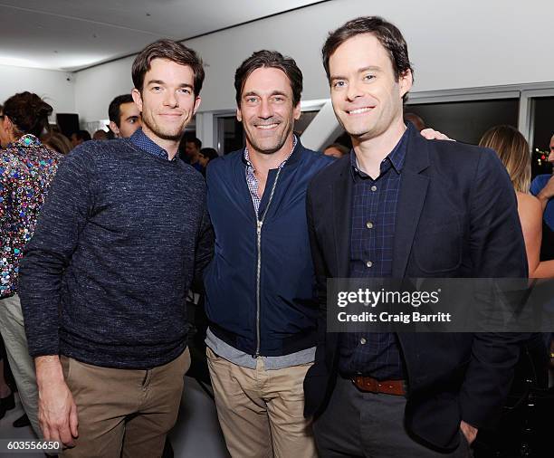 Actors John Mulaney, Jon Hamm and Bill Hader attend as IFC, New York Magazine and Vulture host the premiere of "Documentary Now" at the New Museum on...