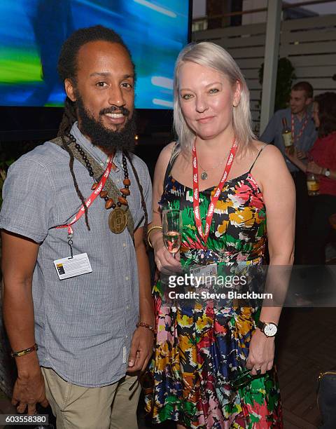 Photographer Damien Baddy and MAtchless Films' Karen Porter attend the We Are UK Film Party at TIFF 2016 at The Spoke Club on September 12, 2016 in...