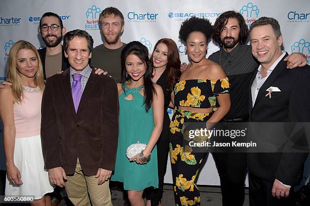 The aast of 'Disaster!' The Musical attend the 2nd Annual Voices For The Voiceless: Stars For Foster Kids Benefit at the Al Hirschfeld Theatre on...