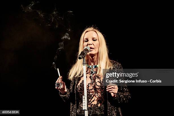 September 11: Italian singer Patty Pravo performs live at CarroPonte in Milan, Italy, with her Eccomi Tour, on September 11, 2016.