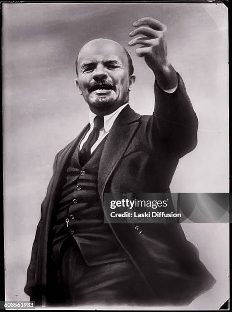 Vladimir Ilyich Ulyanov Lenin making a speech during the 3rd Comintern Congress at the Kremlin, Moscow, July 1921.