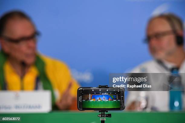 The president of the brazilian olympic committee Carlos Arthur Nuzman and the president of the International Paralympic Committee Sir Philip Craven...