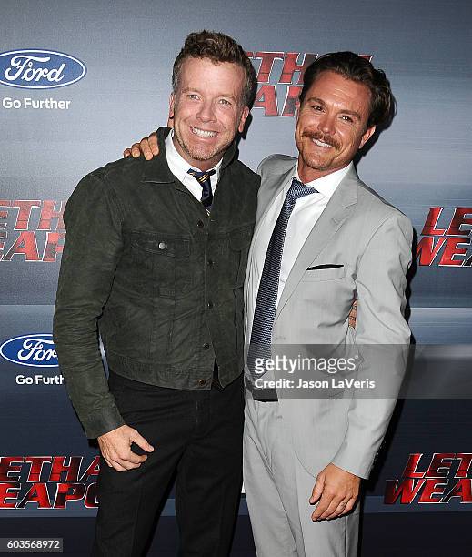 Producer McG and actor Clayne Crawford attend the premiere of "Lethal Weapon" at NeueHouse Hollywood on September 12, 2016 in Los Angeles, California.
