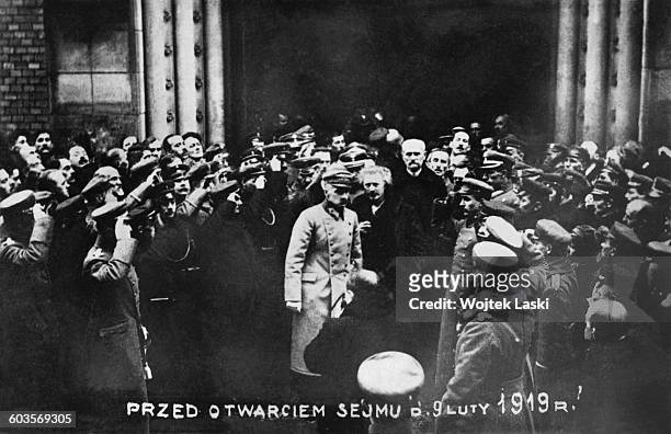 2nd SEPTEMBER 1919: Chief of State Jozef Pilsudski and Prime Minister Ignacy Jan Paderewski before the first session of the Polish Parliament....