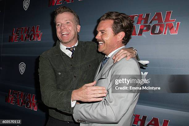 Director Joseph McGinty Nichol aka 'McG' and actor Clayne Crawford attend the premiere Of Fox Network's 'Lethal Weapon' at NeueHouse Hollywood on...