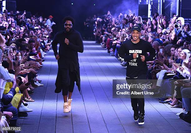 Designers Maxwell Osborne and Dao-Yi Chow rundown the runway at the DKNY Women fashion show during New York Fashion Week: The Shows September 2016 at...