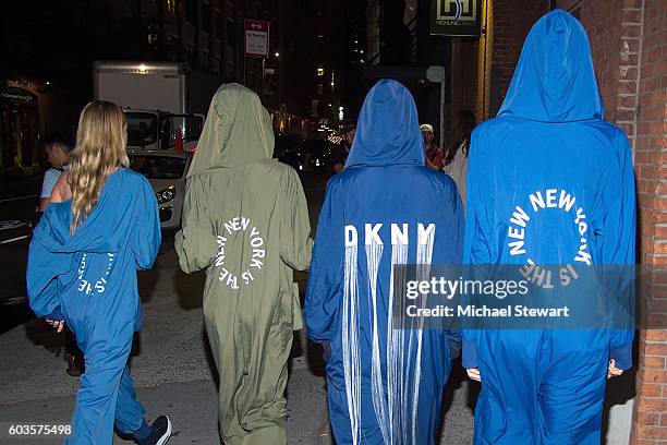 Models are seen in the Meatpacking District on September 12, 2016 in New York City.