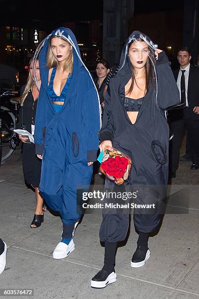 Models Josephine Skriver and Bella Hadid are seen in the Meatpacking District on September 12, 2016 in New York City.