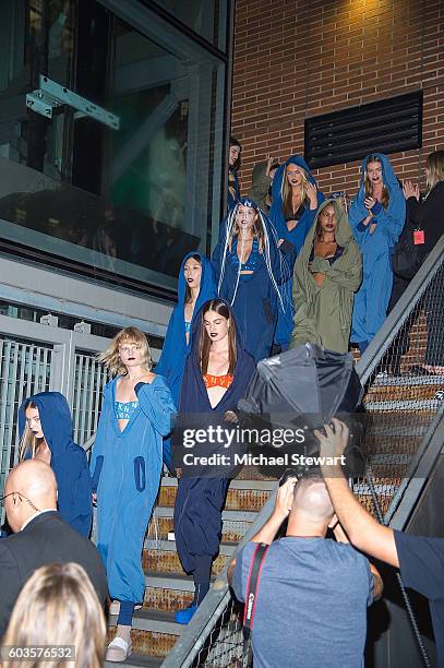 Models are seen in the Meatpacking District on September 12, 2016 in New York City.