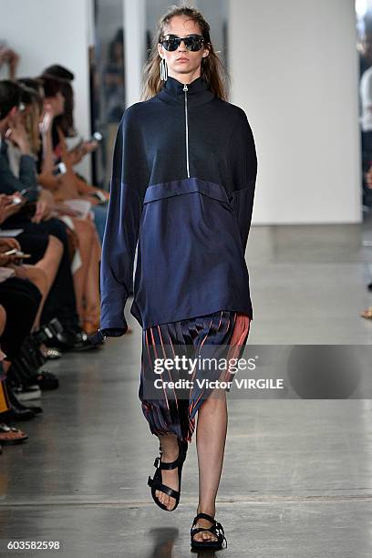 Model walks the runway during the Dion Lee Ready to Wear Spring Summer 2017 fashion show during New York Fashion Week September 2016 on September 10,...