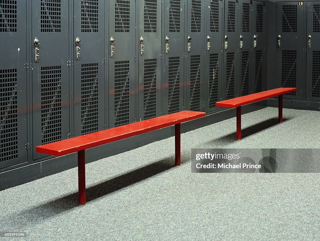 Benches in Empty Locker Room