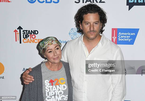 Actress Shannen Doherty and producer Kurt Iswarienko attend Stand Up To Cancer 2016 at Walt Disney Concert Hall on September 9, 2016 in Los Angeles,...