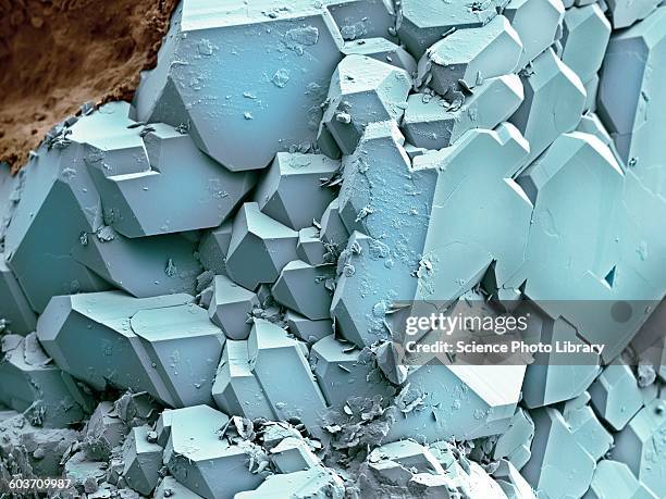 quartz crystals, sem - electron micrograph stock illustrations