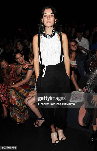 Model Chloe Norgaard attends the Vivienne Tam fashion show during New York Fashion Week: The Shows at The Arc, Skylight at Moynihan Station on...