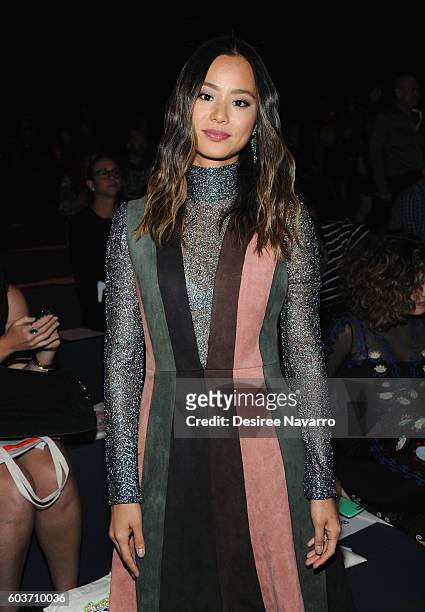 Actress Jamie Chung attends the Vivienne Tam fashion show during New York Fashion Week: The Shows at The Arc, Skylight at Moynihan Station on...