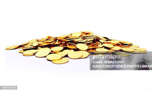 heap of golden coins, illustration - geldmünze stock-grafiken, -clipart, -cartoons und -symbole