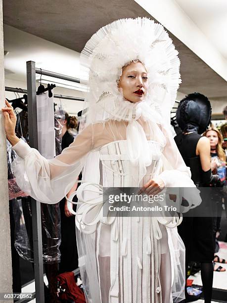 Model walks the runway during the Jean Paul Gaultier Haute Couture Fall/Winter 2016-2017 show as part of Paris Fashion Week on July 6, 2016 in Paris,...