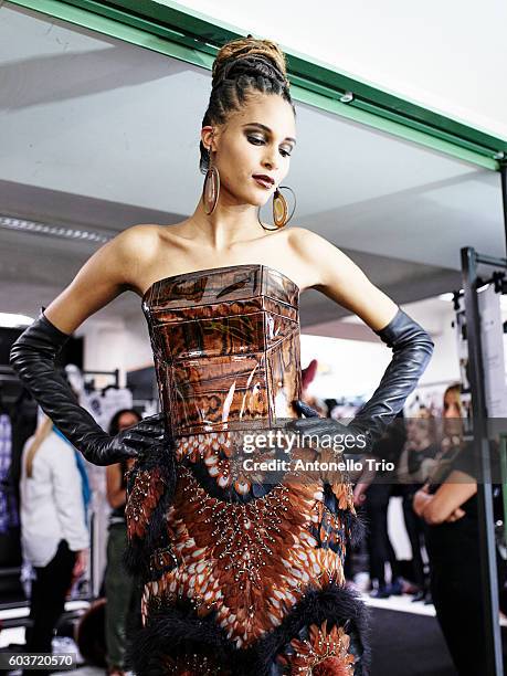 Model walks the runway during the Jean Paul Gaultier Haute Couture Fall/Winter 2016-2017 show as part of Paris Fashion Week on July 6, 2016 in Paris,...