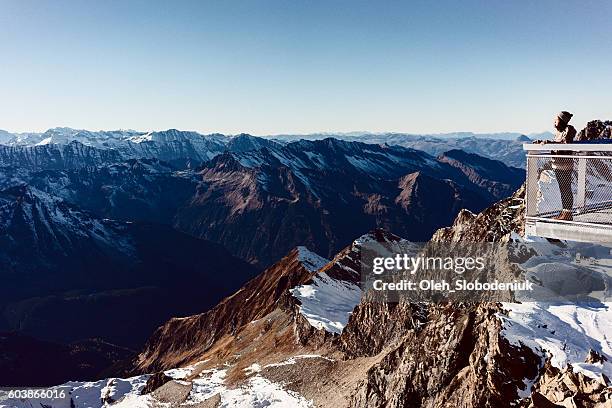 young woman on kitzsteinhorn - glacier stock pictures, royalty-free photos & images