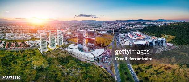 aerial view of queretaro skyline mexico - mexico skyline stock pictures, royalty-free photos & images