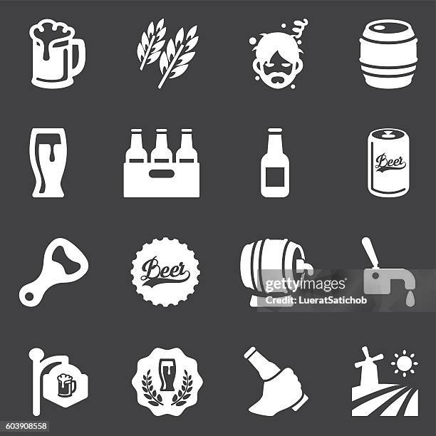 beer white silhouette icons | eps10 - draft beer stock illustrations