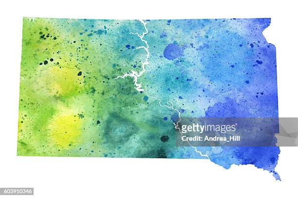 map of south dakota with watercolor texture - raster illustration - south dakota 幅插畫檔、美工圖案、卡通及圖標