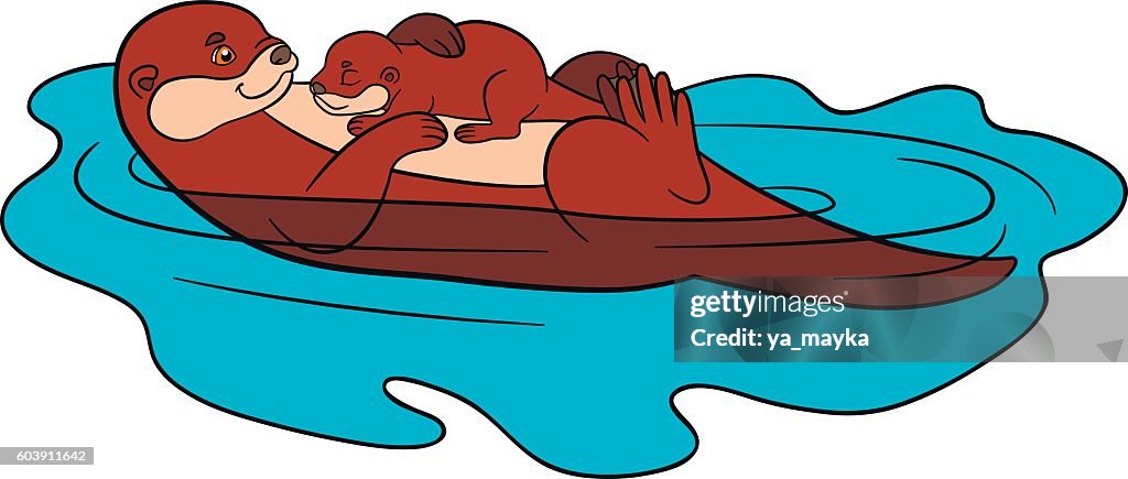 Animales De Dibujos Animados La Nutria Madre Nada Con Su Lindo Bebé Dormido Ilustración de stock - Getty Images Animales De Dibujos Animados La Nutria Madre Nada Con Su Lindo Bebé Dormido Ilustración de stock - Getty Images
