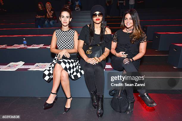 Natalie Zfat, Kali Hawk and Andrea Berberian attend Vivienne Tam SS2017 Runway Show at The Arc, Skylight at Moynihan Station on September 12, 2016 in...