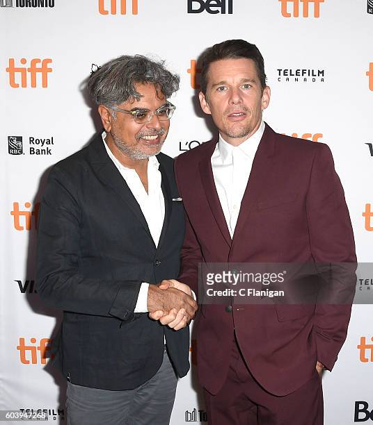 Hussain Amarshi and Ethan Hawke attends the 'Maudie' premiere during 2016 Toronto International Film Festival at The Elgin on September 12, 2016 in...