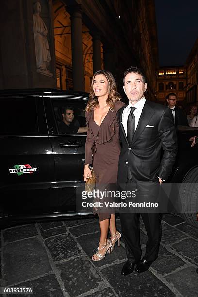 Elisabetta Canalis and Brian Perri arrive at the Celebrity Fight Night Gala dinner on board of Jeep Cherokee on September 11, 2016 in Florence, Italy.