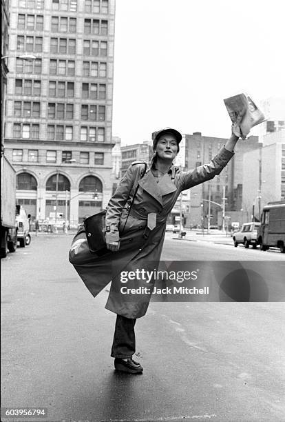 Meryl Streep photograhed outside of the Public Theater in 1979.