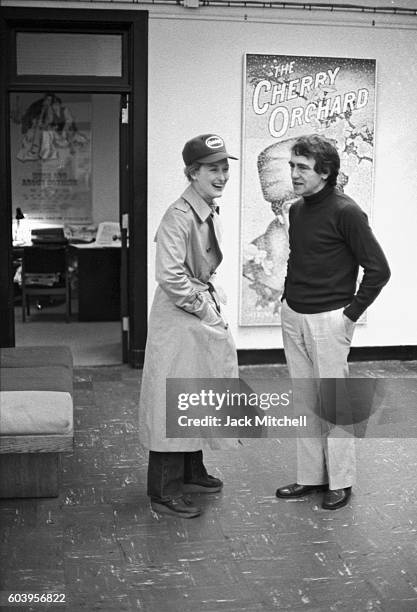 Meryl Streep and Joseph Papp photographed in the Public Theater in 1979.