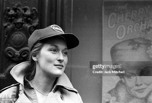 Meryl Streep photograhed outside of the Public Theater in 1979.