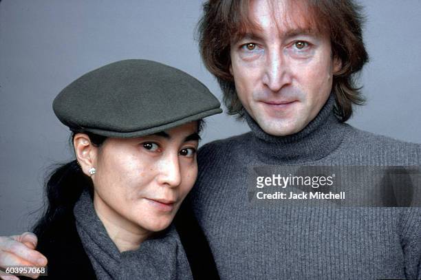 John Lennon and Yoko Ono photographed on November 2, 1980 - the first time in five years that Lennon had been photographed professionally and the...